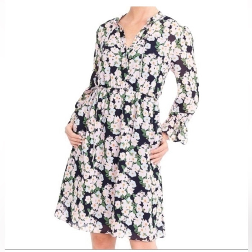 J.Crew Mercantile Drapey Tie Front Floral Dress Elastic Waist Size Small NEW